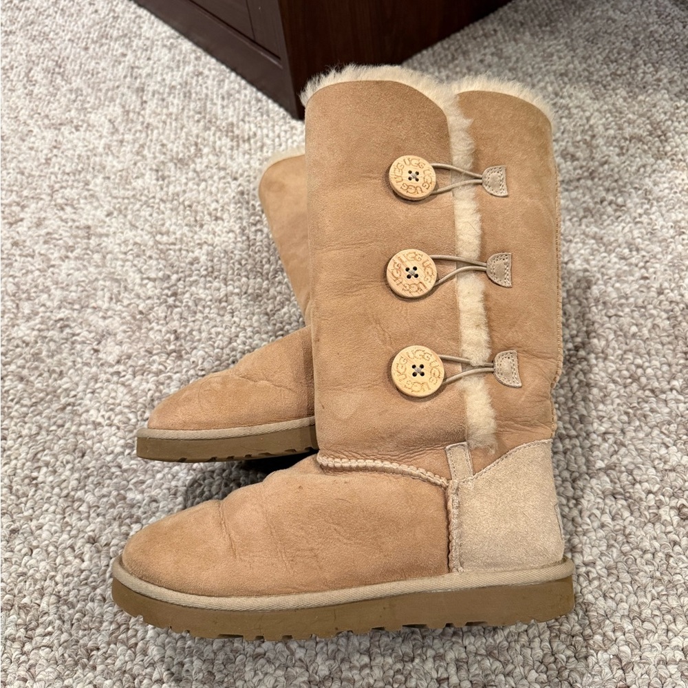 UGG Tan Shearling Button Boots